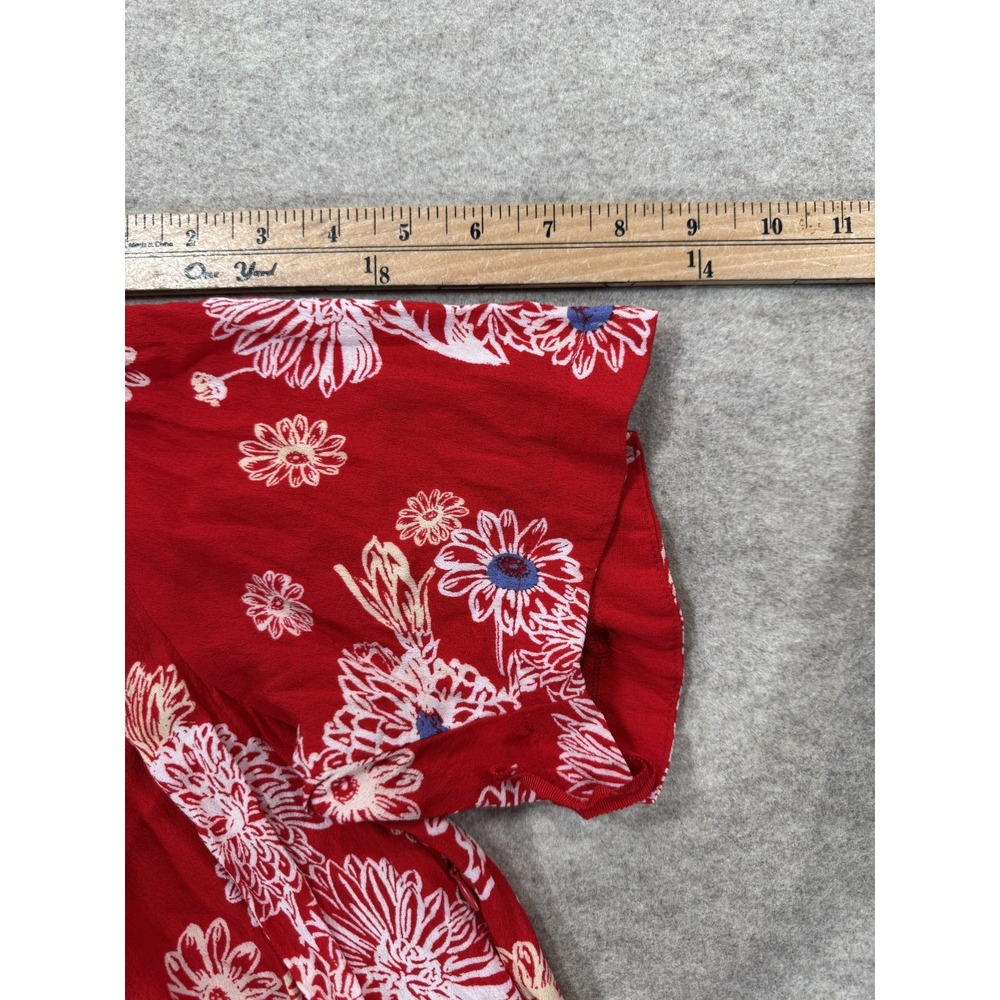 Free People Hawaii Mini Dress Womens M Viscose Floral Short Sleeve Smocked Waist - Picture 10 of 12